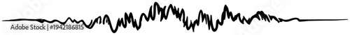Hand drawn thick sound wave pulse or audio signal silhouette