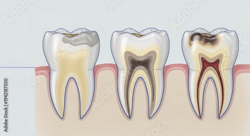 Dental Cavity Progression Tooth Decay Illustration