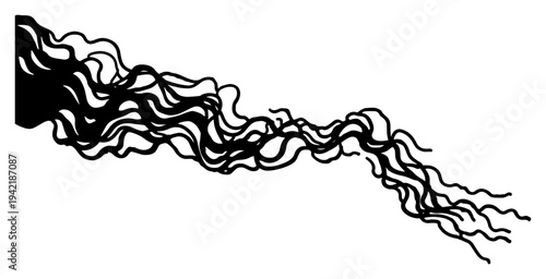 Bold hand drawn wavy lines flowing in a diagonal organic motion
