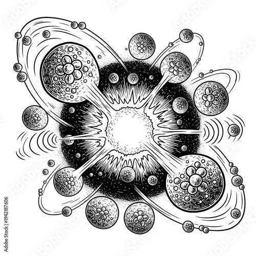 Cosmic Explosion and Expanding Universe with Celestial Bodies and Nebulae