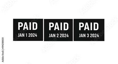Three black rectangular stamps clearly indicate payment confirmation dates of January.