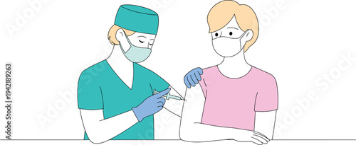 Medical Doctor Giving Vaccine Injection to Patient, Concept of  Campaign, Global Health Protection, Coronavirus Prevention, and Professional Healthcare Vaccination Service Vector Illustration