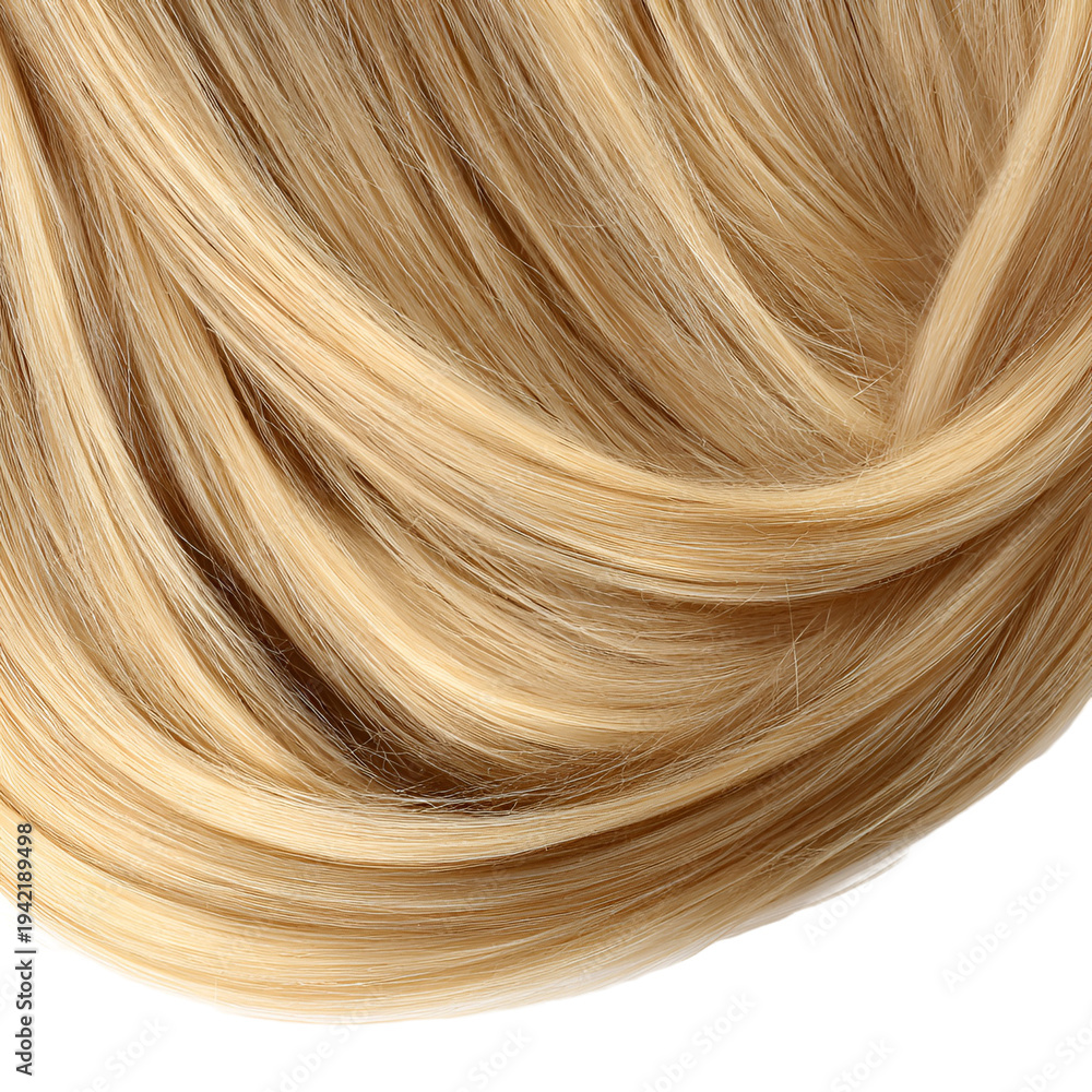 Fototapeta premium Blonde human hair strands flowing smooth texture close-up natural light beauty