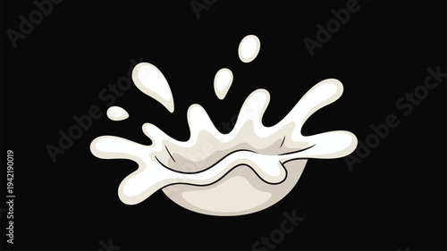Milk Liquid Splash Black Background Illustration