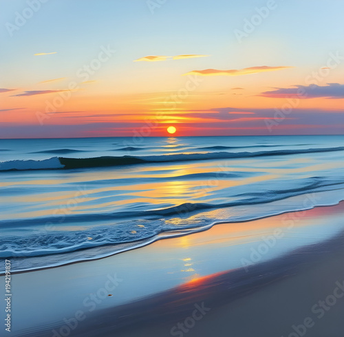 sunset, beach, ocean, sea, shore, coast, seaside, waves, water, sand, horizon, sky, clouds, sunlight, twilight, dusk, evening, orange, red, golden, reflection, seascape, tropical, summer, travel, holi