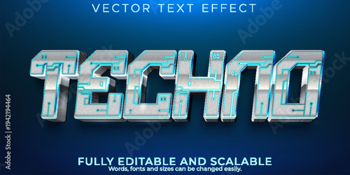 A premium techno text effect with editable and scalable vector design