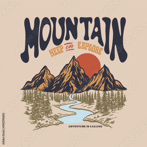 Fotografia Hand drawn Mountain adventure artwork