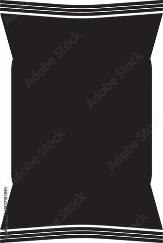 Blank Snack Packet Silhouette Vector, Chips or Food Packaging Bag Icon Isolated on White Background
