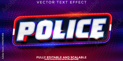 A premium editable police text effect in a modern vector style