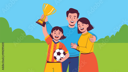 Family celebrates daughters soccer win