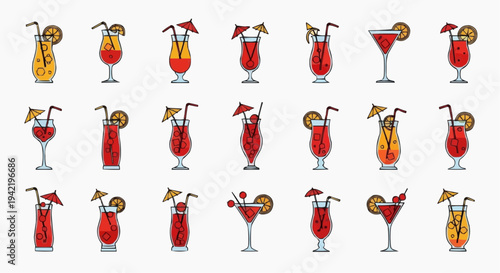 Collection of diverse cocktail drinks, perfect for parties and celebrations