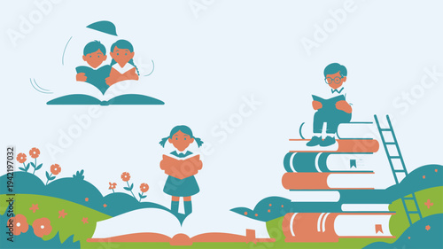Kids education reading books