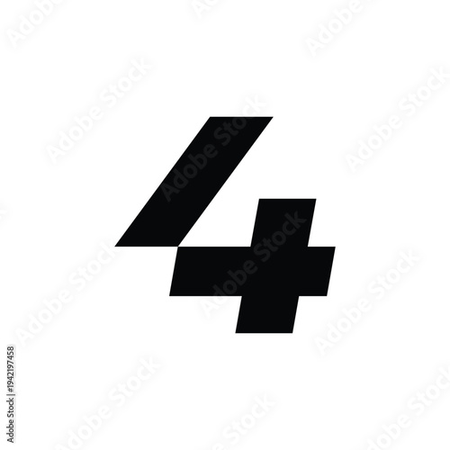 Modern number four symbol in bold black design