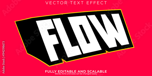 3d vector FLOW word text effect. 3d angle text effect