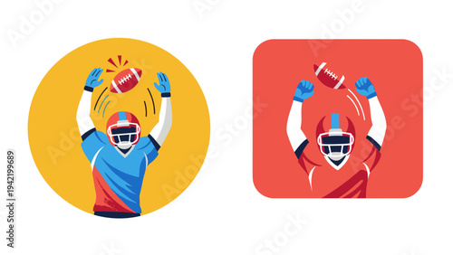 A vibrant illustration of two sports players celebrating with trophies in a modern graphic design