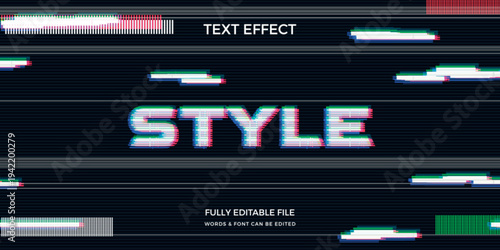 Glitch word text effect, editable text style theme with pink color luxury shine