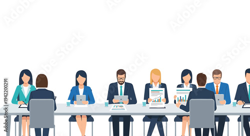 Vector illustration of business people in meeting