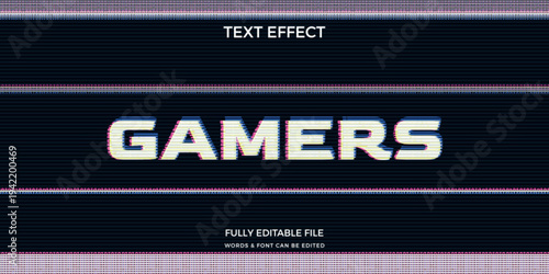 Glitch word text effect, editable text style theme for gamers