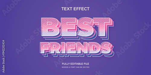 Editable text style effect with pink color luxury shine word BEST FRIENDS