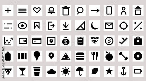 A set of 50 universal line icons