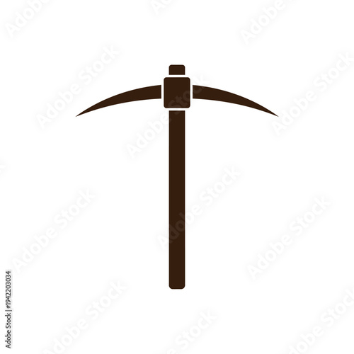 A dark brown pickaxe is shown against a white background.