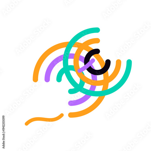 balanced Modular Spirals monoline abstract icon with inner facet in dark accent palette