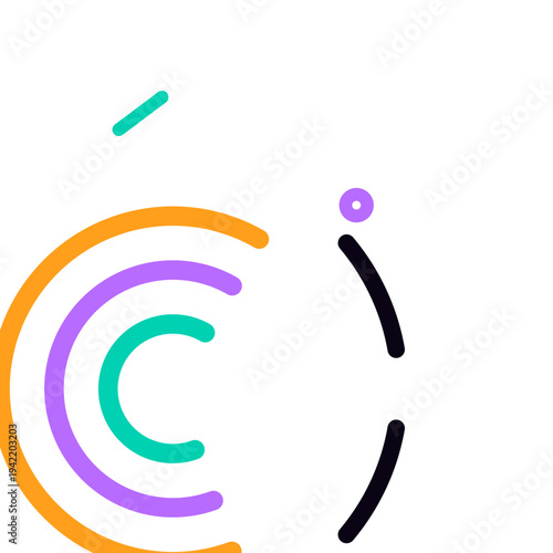 curved Signal Ripples monoline abstract icon with knot line in dark accent palette