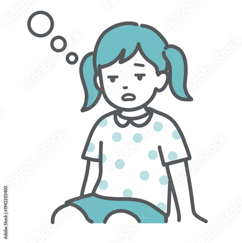気分が悪くぼーっとしている女の子（子供）のイラスト