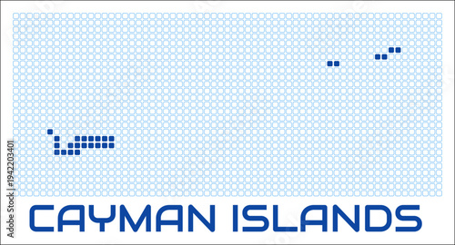 Cayman Islands dot map. Dotted shape of the country. Cayman Islands boundary dots with title. Vector illustration.