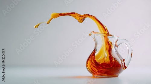 Golden Honey Splash Flowing From Glass Jug