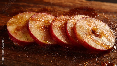 Juicy Apple Slices Drizzled with Golden Honey and Spice