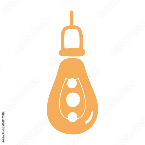 A simple orange illustration of a lava lamp on a white background.