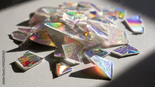 Scattered Holographic Fragments Gleaming with Iridescent Light