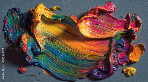 Swirling Glossy Paint Texture with Palette Knife Strokes