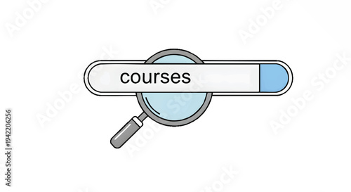 Magnifying glass searching for courses online learning