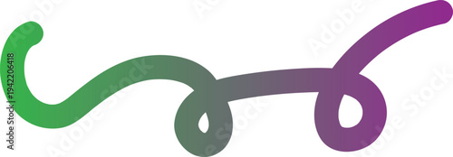 The image features a single, colorful, gradient curved line that transitions from green on the left to purple on the right.