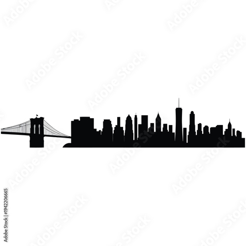Silhouetted skyline featuring the brooklyn bridge and manhattan cityscape