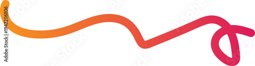 The image showcases a curvy, abstract design element characterized by a vibrant color gradient that transitions from orange on the left to red on the right. This gradient creates a visually striking 
