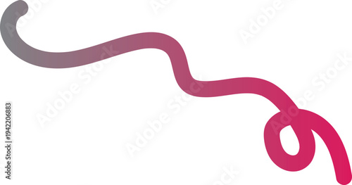 The image features a stylized, twisting line that resembles a worm or a piece of string, creating an abstract and minimalist aesthetic. The line begins with a gradient of gray on the left, which often