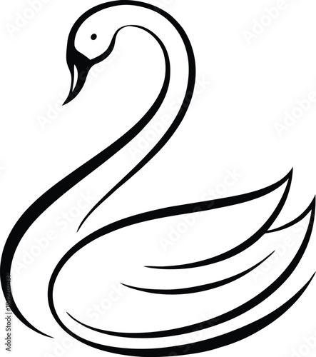 Stylish swan bird silhouette representing elegance and grace. Ideal for nature brands, spa logos, wedding designs and animal themed branding.