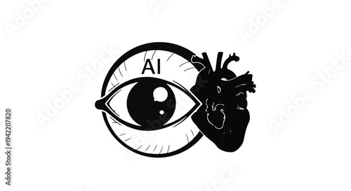 AI technology eye heart concept illustration