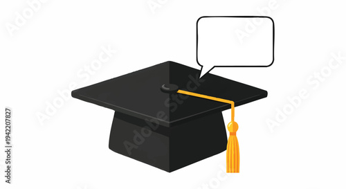 Graduation cap with speech bubble icon