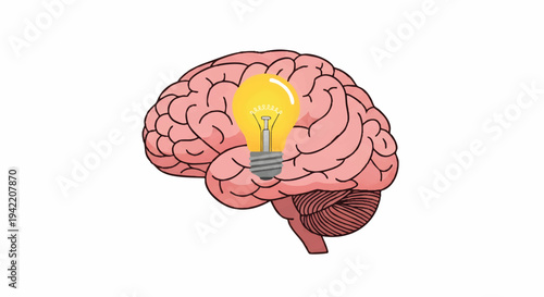 Brain with lightbulb idea inspiration concept
