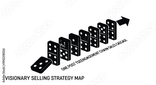 Domino effect business strategy concept