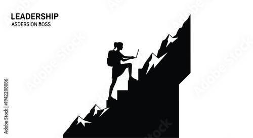 Business leadership climbing mountain success concept