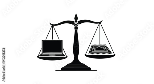 law and technology balance scale illustration