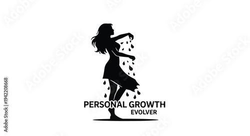 Personal growth concept with woman silhouette evolving