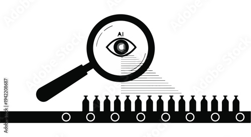 AI surveillance concept with magnifying glass over people