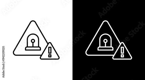 Emergency Alert Outline White Icon Set Design