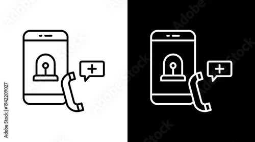 Emergency Hotline Outline White Icon Set Design
